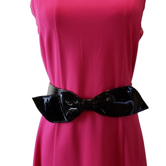 Vintage 80s Abbé Creation Genuine Black Patent Leather Bow Belt Small (26”-27”) - Picture 6 of 7